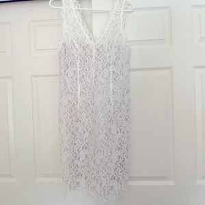 Shoshanna Ivory Lace Cotton Cocktail Dress